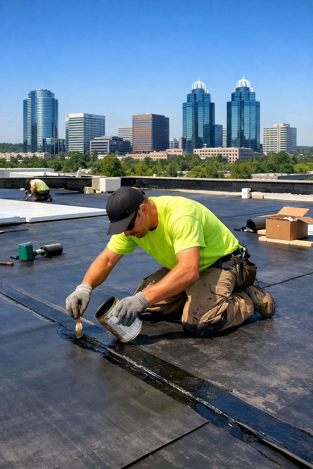 EPDM Seam Sealing on a Commercial Flat Roof in Dunwoody GA image