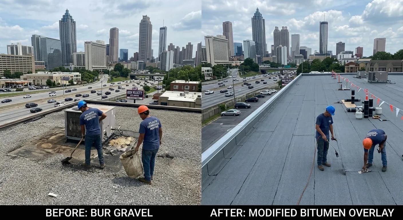 Project Tar and Gravel to Modified Bitumen Flat Roof Conversion in Atlanta image
